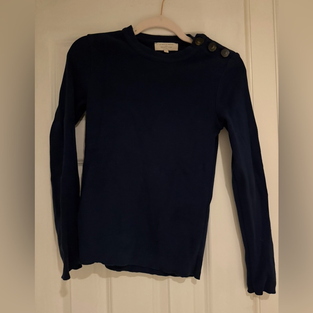 Sezane, 100% cotton, Matthias Jumper, sweater, navy blue, size s